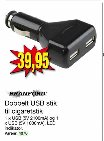 Harald Nyborg Dobbelt USB stik til cigaretstik tilbud