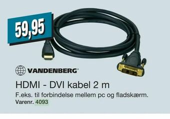 Harald Nyborg HDMI - DVI kabel 2 m tilbud