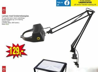Harald Nyborg Lampe med forstørrelsesglas tilbud