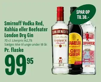 Min Købmand Smirnoff Vodka Red, Kahlúa eller Beefeater London Dry Gin tilbud