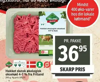 SPAR Hakket dansk økologisk oksekød 4-7 % fra Friland tilbud