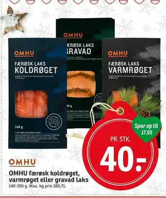 SPAR OMHU færøsk koldrøget, varmrøget eller gravad laks tilbud