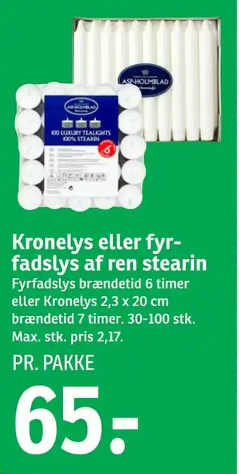 SPAR Kronelys eller fyrfadslys af ren stearin tilbud