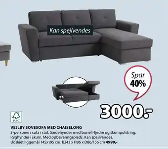 JYSK VEJLBY SOVESOFA MED CHAISELONG tilbud
