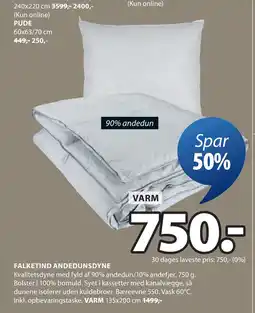 JYSK FALKETIND ANDEDUNSDYNE tilbud