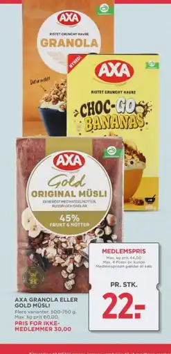 MENY AXA Granola eller gold müsli tilbud
