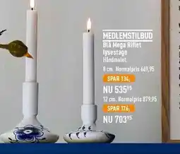 Imerco Blå Mega Riflet lysestage tilbud
