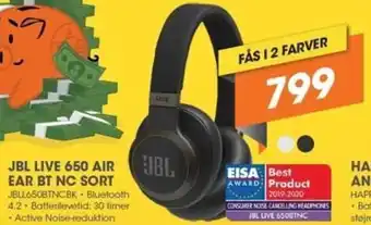 Expert JBL Live 650 Air Ear BT NC Sort JBLL650BTNCBK tilbud