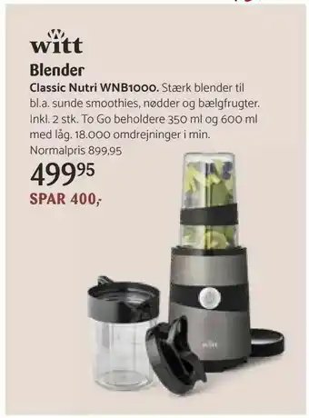 Kop & Kande Blender Classic Nutri WNB1000 tilbud
