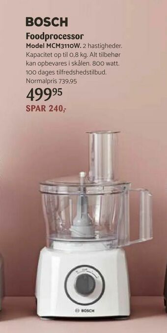 balkon Fil betalingsmiddel Bosch Foodprocessor MCM3100W tilbud hos Elgiganten