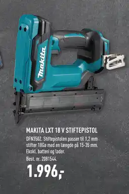 Johannes Fog MAKITA LXT 18 V STIFTEPISTOL tilbud