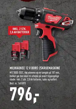 MILWAUKEE 12 V BORE-/SKRUEMASKINE