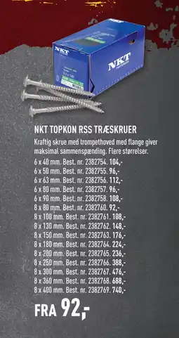 Johannes Fog NKT TOPKON RSS TRÆSKRUER tilbud