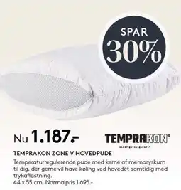 SengeSpecialisten TEMPRAKON ZONE V HOVEDPUDE tilbud