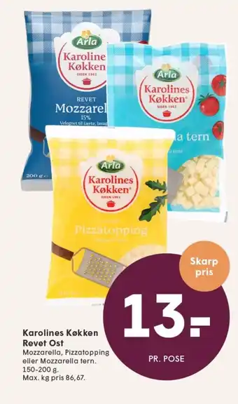 SPAR ARLA Karolines Køkken Revet Ost tilbud