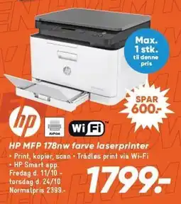 Bilka HP MFP 178nw farve laserprinter tilbud