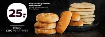 SuperBrugsen Burgerboller, pølsebrød eller pitabrød tilbud