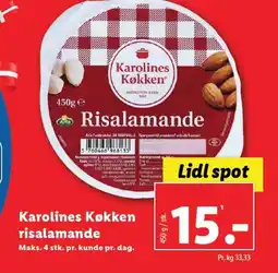 Lidl Karolines Køkken risalamande tilbud