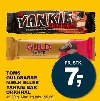 Let-Køb Toms guldbarre mælk eller yankie bar original tilbud