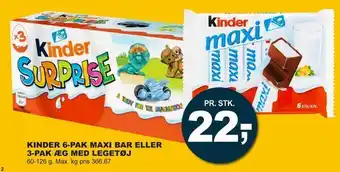 Let-Køb Kinder 6-pak maxi bar eller 3-pak æg med legetøj tilbud