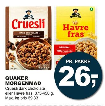 Let-Køb Quaker morgenmad tilbud