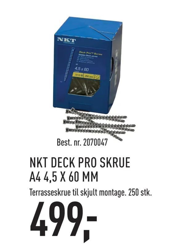 Nkt deck pro skrue a4 4,5 x 60 mm tilbud hos Johannes Fog