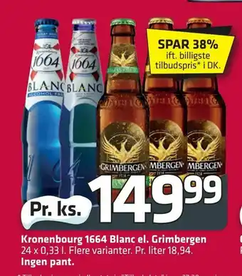 Fleggaard Kronenbourg 1664 Blanc el. Grimbergen tilbud