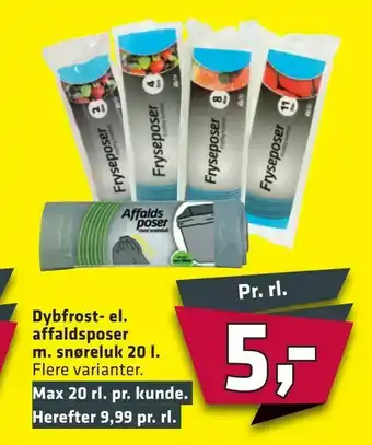 Fleggaard Dybfrost- el. affaldsposer m. snøreluk 20 l tilbud