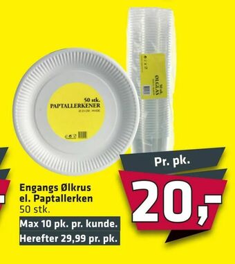 Fleggaard Engangs Ølkrus el. Paptallerken tilbud