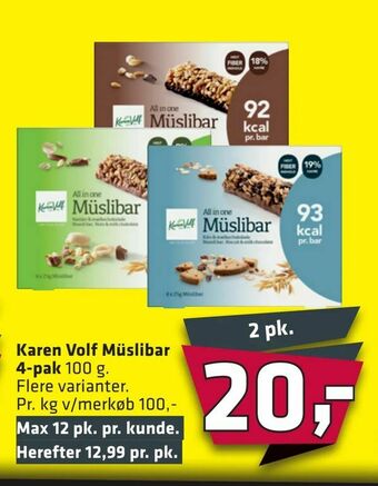 Fleggaard Karen Volf Müslibar tilbud