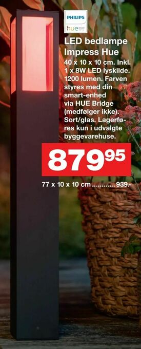 Bauhaus LED bedlampe Impress Hue tilbud