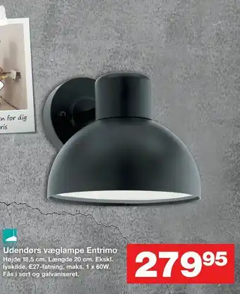 Bauhaus Udendørs væglampe Entrimo tilbud