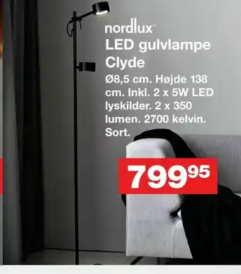 Bauhaus LED gulvlampe Clyde tilbud