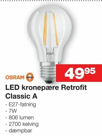 Bauhaus LED kronepære Retrofit Classic A tilbud