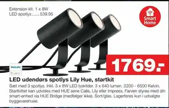 Bauhaus LED udendørs spotlys Lily Hue, startkit tilbud