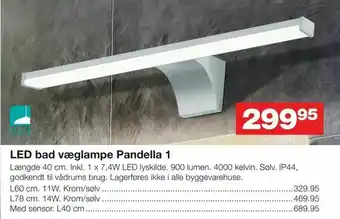 Bauhaus LED bad væglampe Pandella 1 tilbud