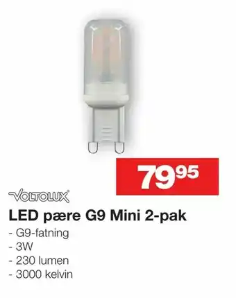Bauhaus LED pære G9 Mini 2-pak tilbud