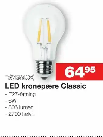 Bauhaus LED kronepære Classic tilbud