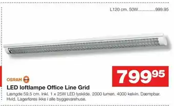 Bauhaus LED loftlampe Office Line Grid tilbud