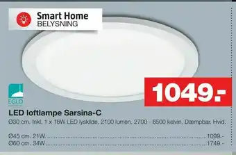 Bauhaus LED loftlampe Sarsina-C tilbud