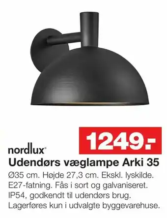 Bauhaus Udendørs væglampe Arki 35 tilbud
