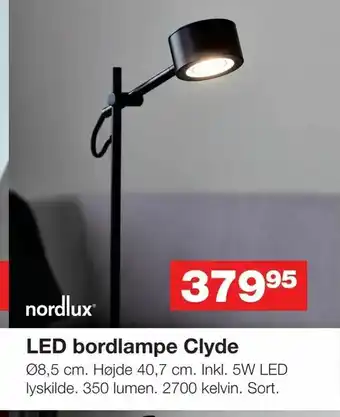 Bauhaus LED bordlampe Clyde tilbud