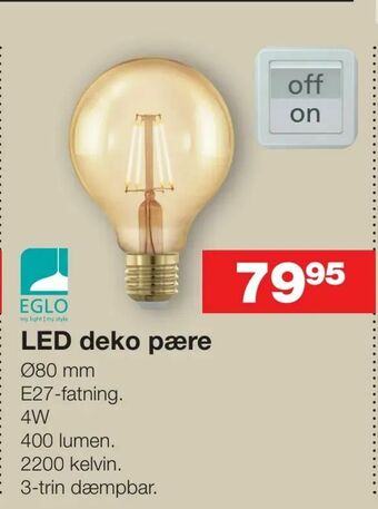 Bauhaus LED deko pære tilbud