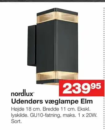 Bauhaus Udendørs væglampe Elm tilbud