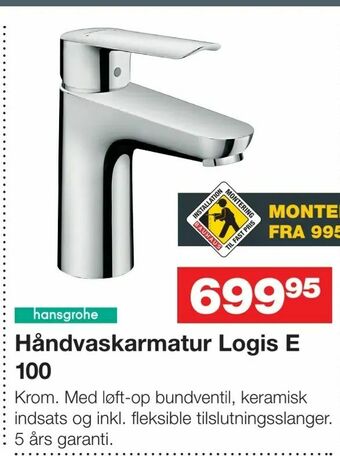 Bauhaus Håndvaskarmatur Logis E 100 tilbud