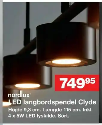 Bauhaus LED langbordspendel Clyde tilbud