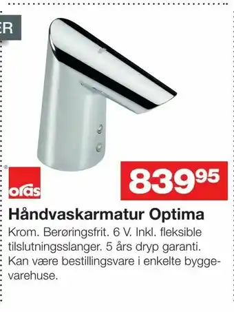 Bauhaus Håndvaskarmatur Optima tilbud