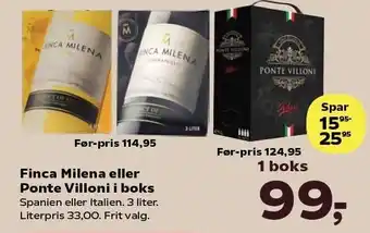 SuperBrugsen Finca Milena eller Ponte Villoni i boks tilbud