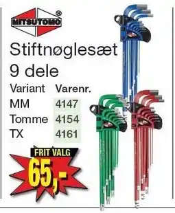 Harald Nyborg MITSUTOMO Stiftnøglesæt 9 dele tilbud