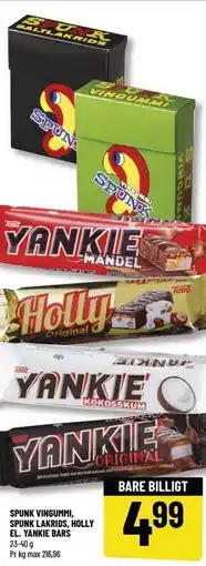 Løvbjerg SPUNK VINGUMMI, SPUNK LAKRIDS, HOLLY EL. YANKIE BARS tilbud